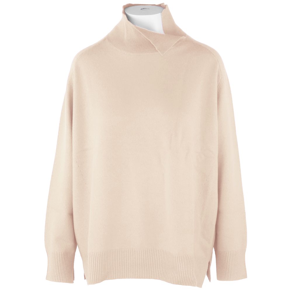 Malo Beige Wol Trui voor Dames met Hoge Hals