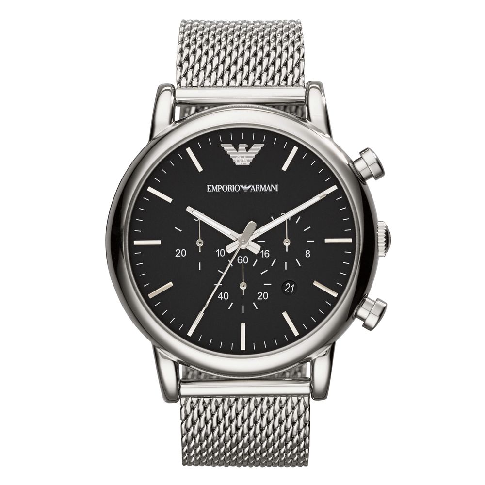 Emporio Armani Zilver 46MM Roestvrij Stalen Heren Horloge