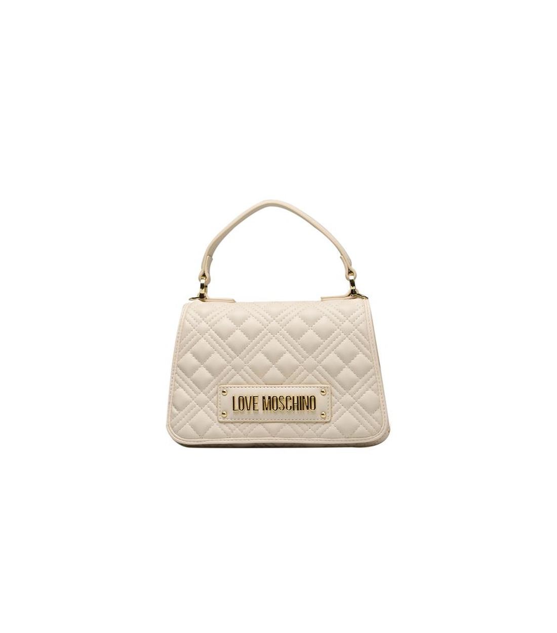 Love Moschino Beige Polyethyleen Handtas met Gouden Accenten