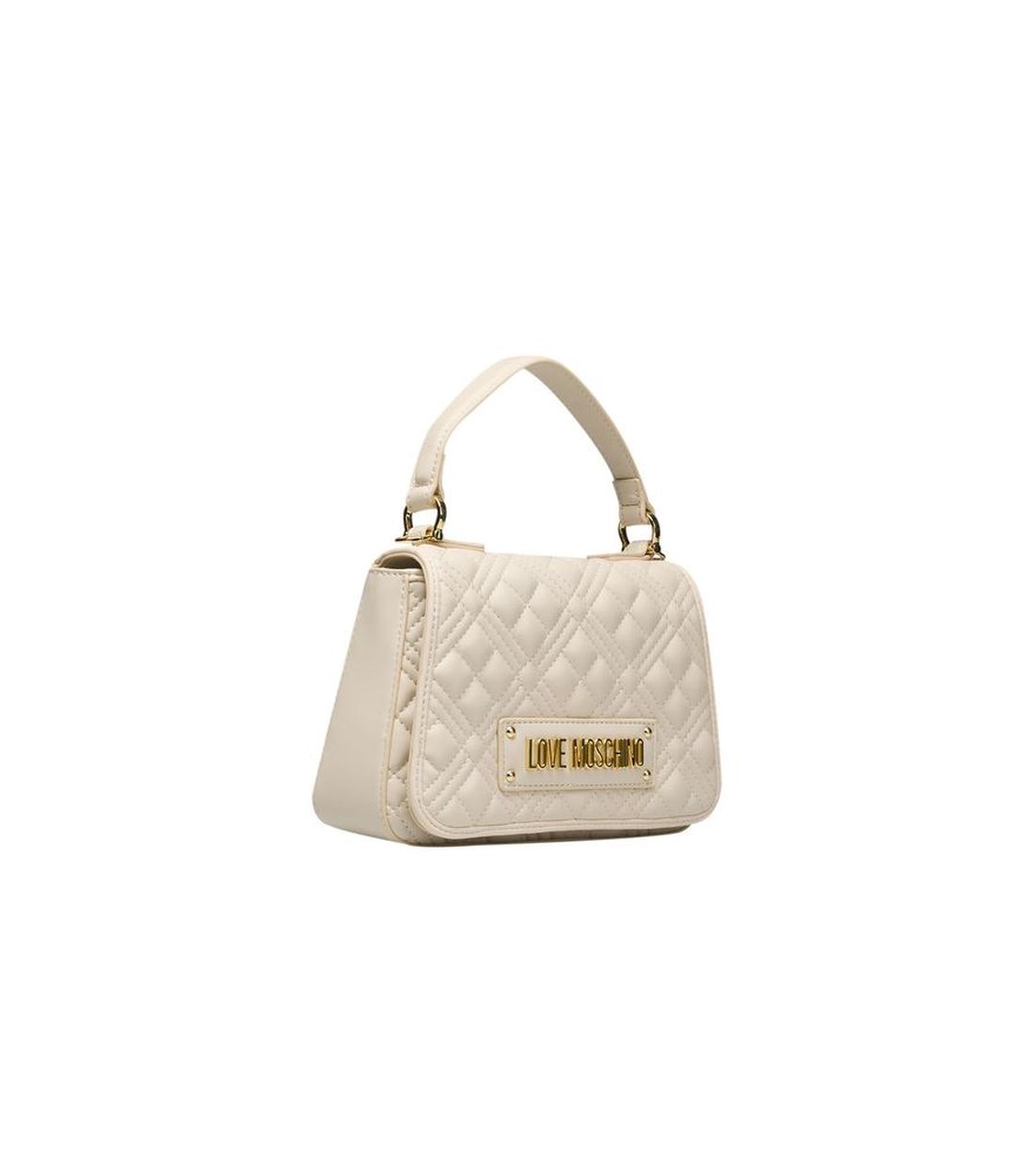 Love Moschino Beige Polyethyleen Handtas met Gouden Accenten