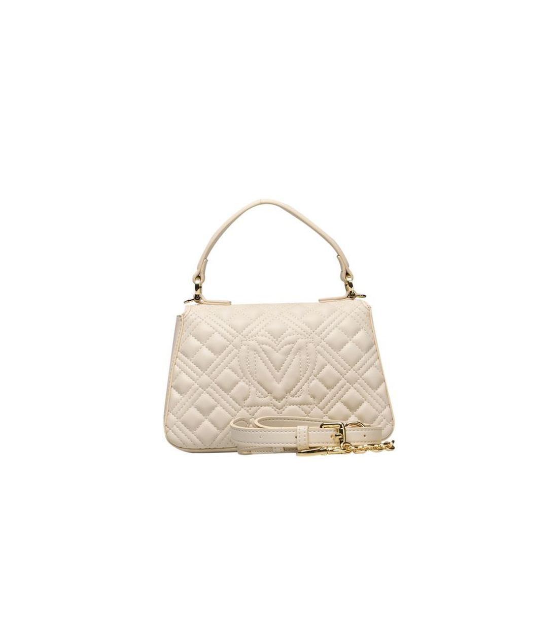 Love Moschino Beige Polyethyleen Handtas met Gouden Accenten