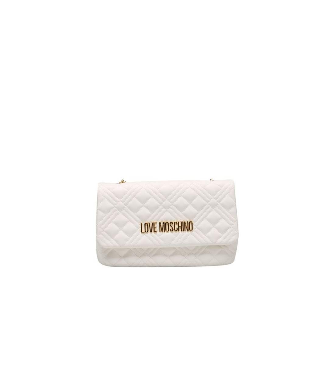 Love Moschino Witte Polyethyleen Schoudertas met Gouden Details