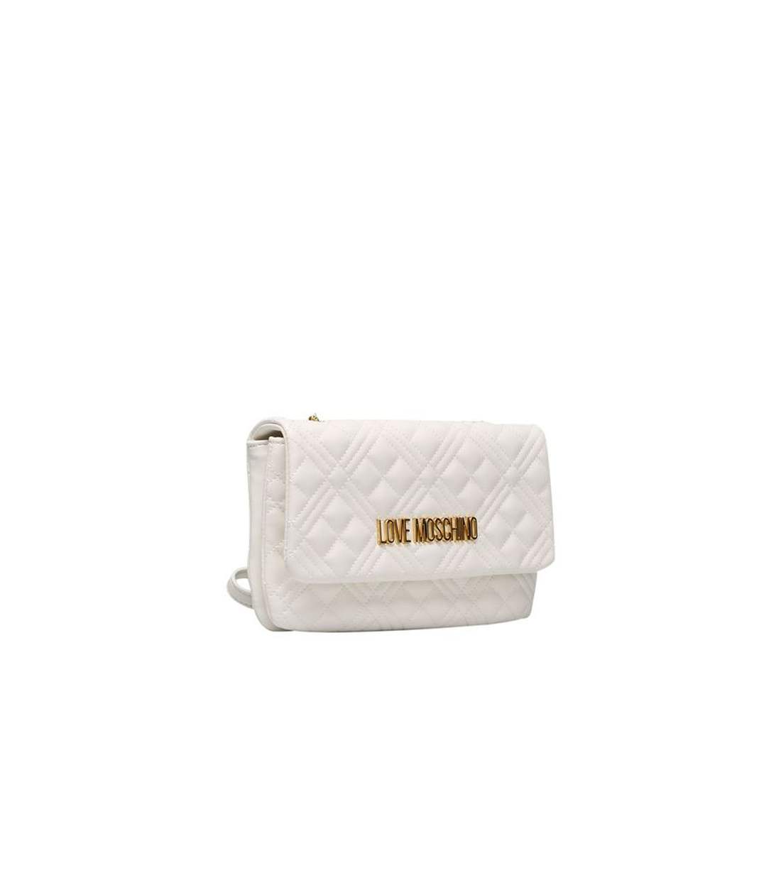 Love Moschino Witte Polyethyleen Schoudertas met Gouden Details