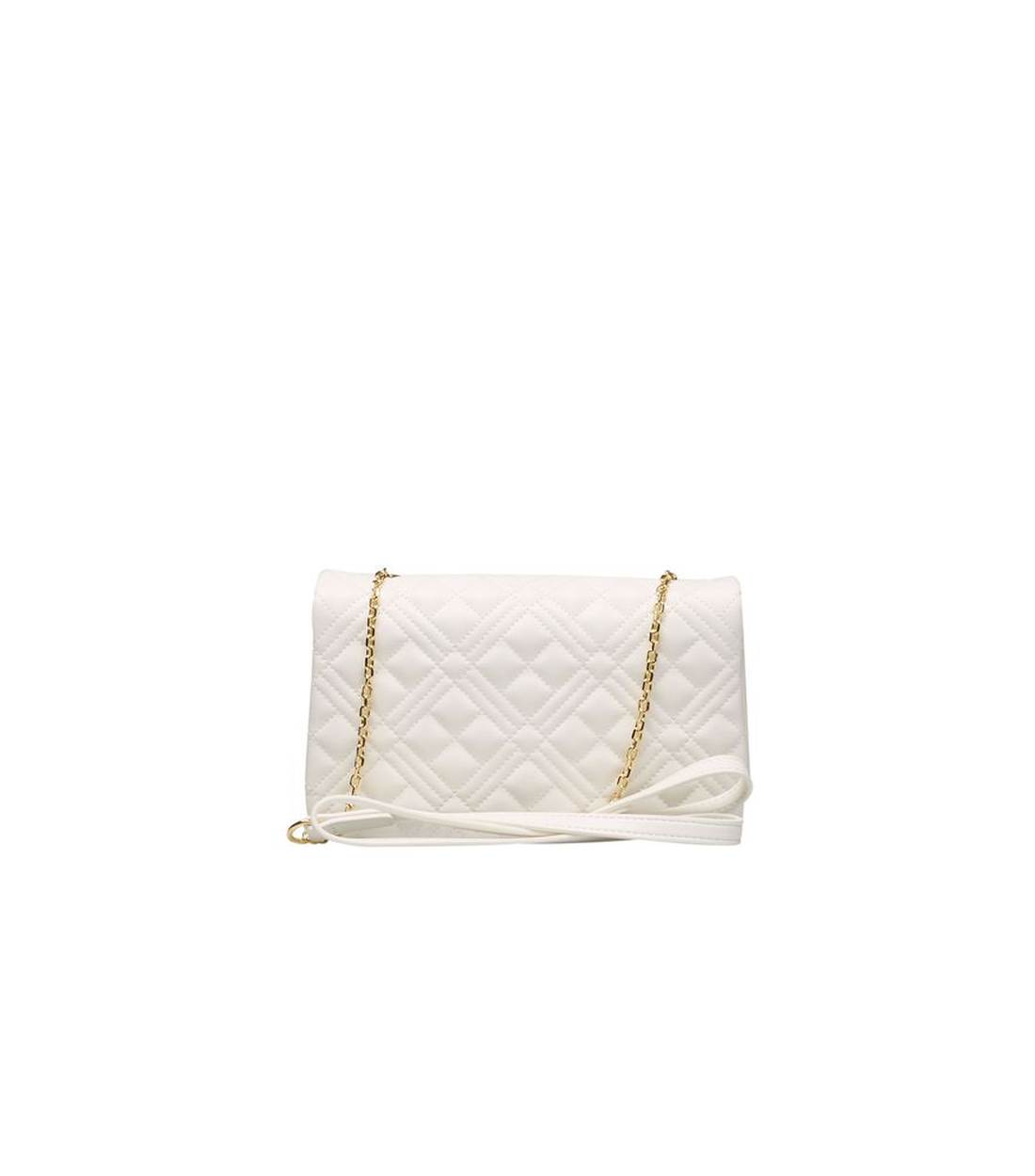 Love Moschino Witte Polyethyleen Schoudertas met Gouden Details