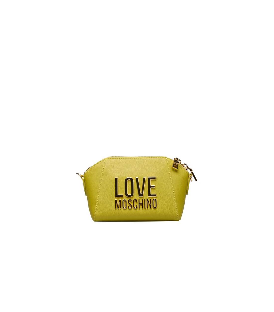 Love Moschino Gele Polyethyleen Schoudertas met Ritsluiting