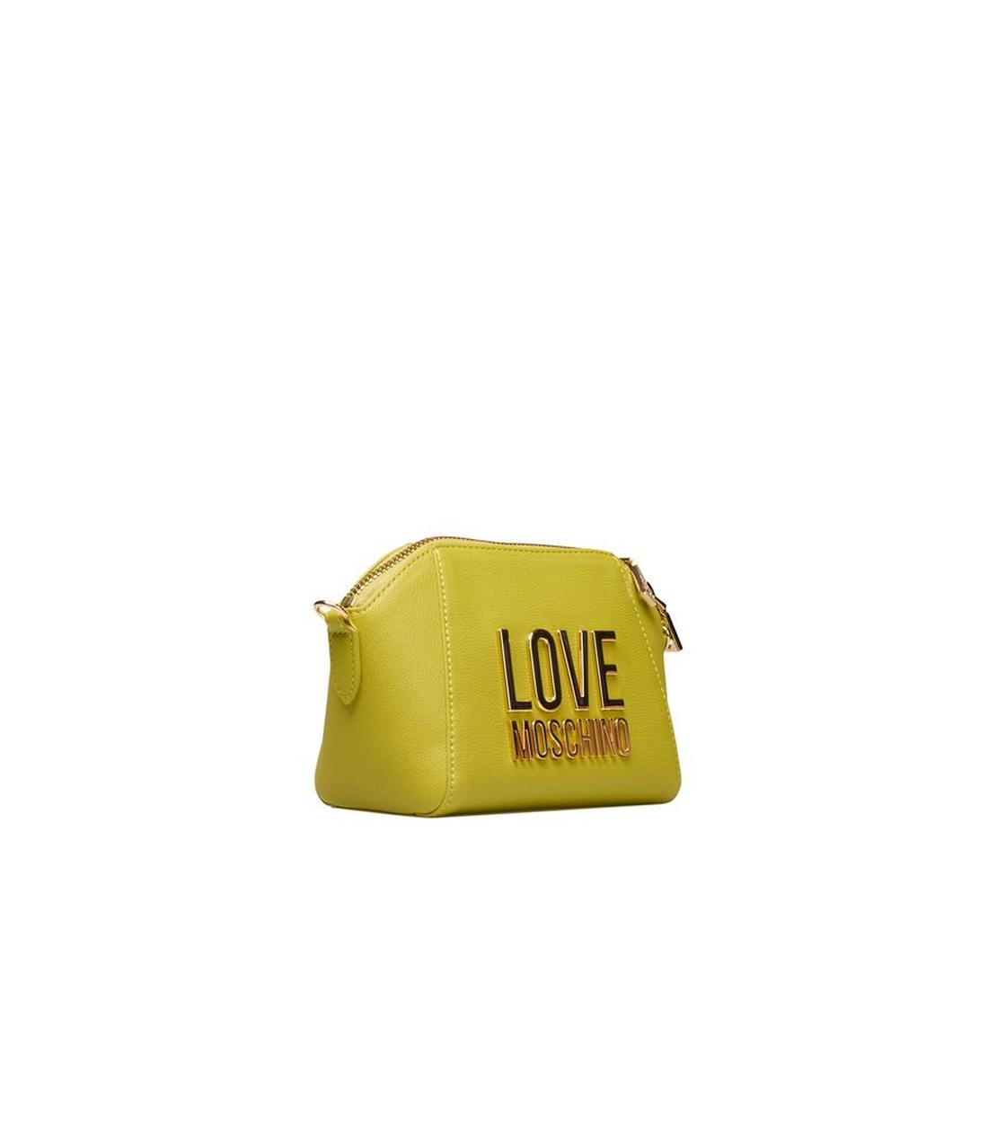 Love Moschino Gele Polyethyleen Schoudertas met Ritsluiting