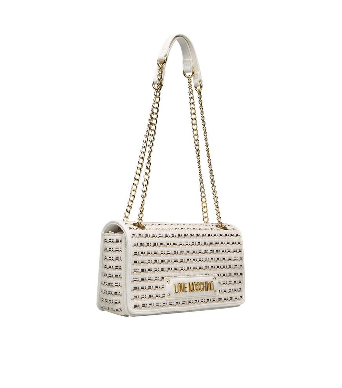 Love Moschino Witte Polyethyleen Schoudertas met Gouden Accenten