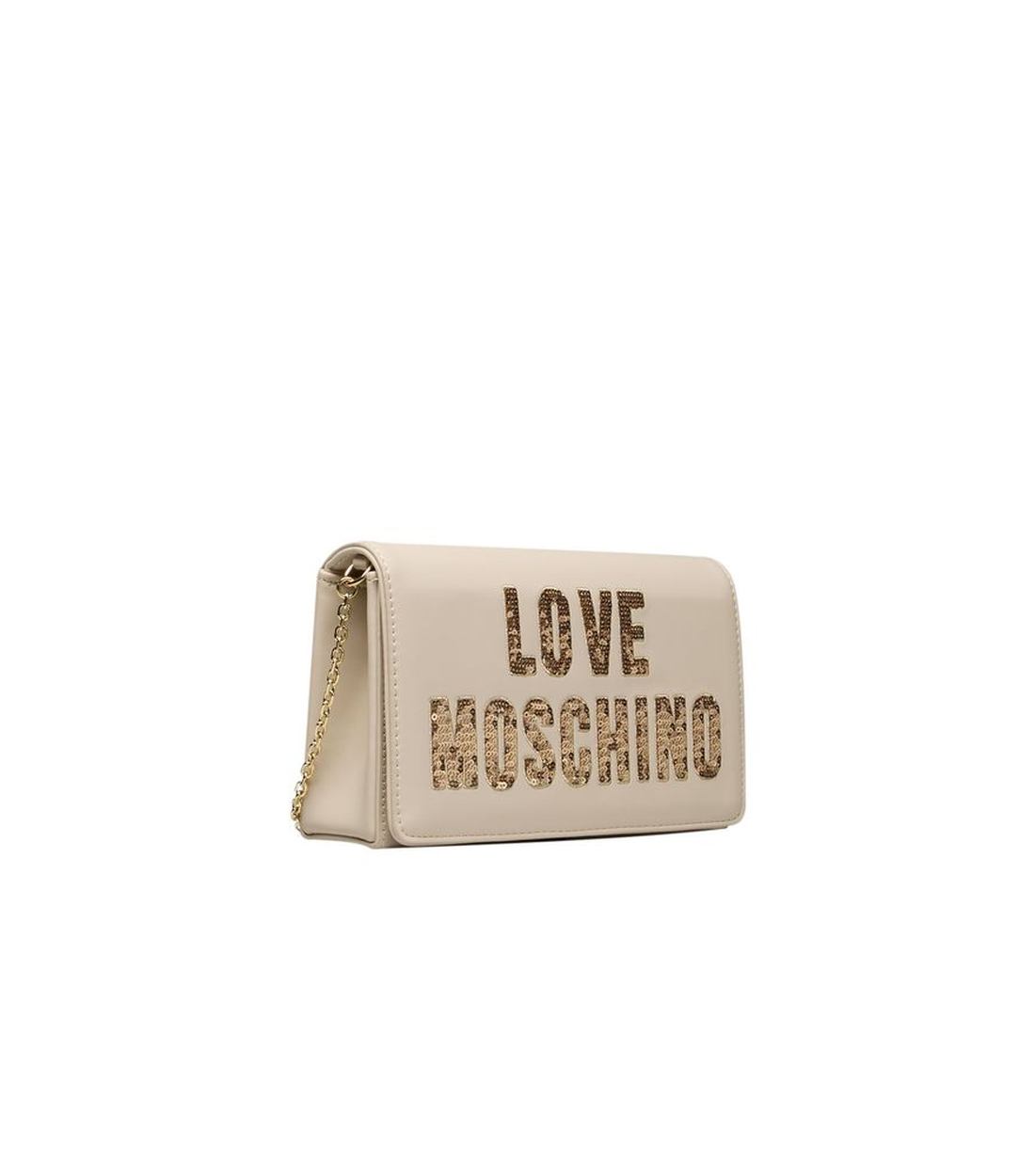 Love Moschino Beige Polyethyleen Schoudertas met Ketting