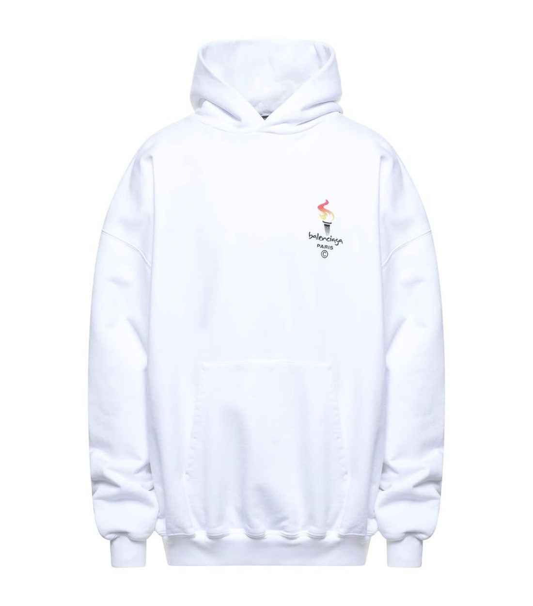 Balenciaga Witte Katoenen Hoodie met Borduursel