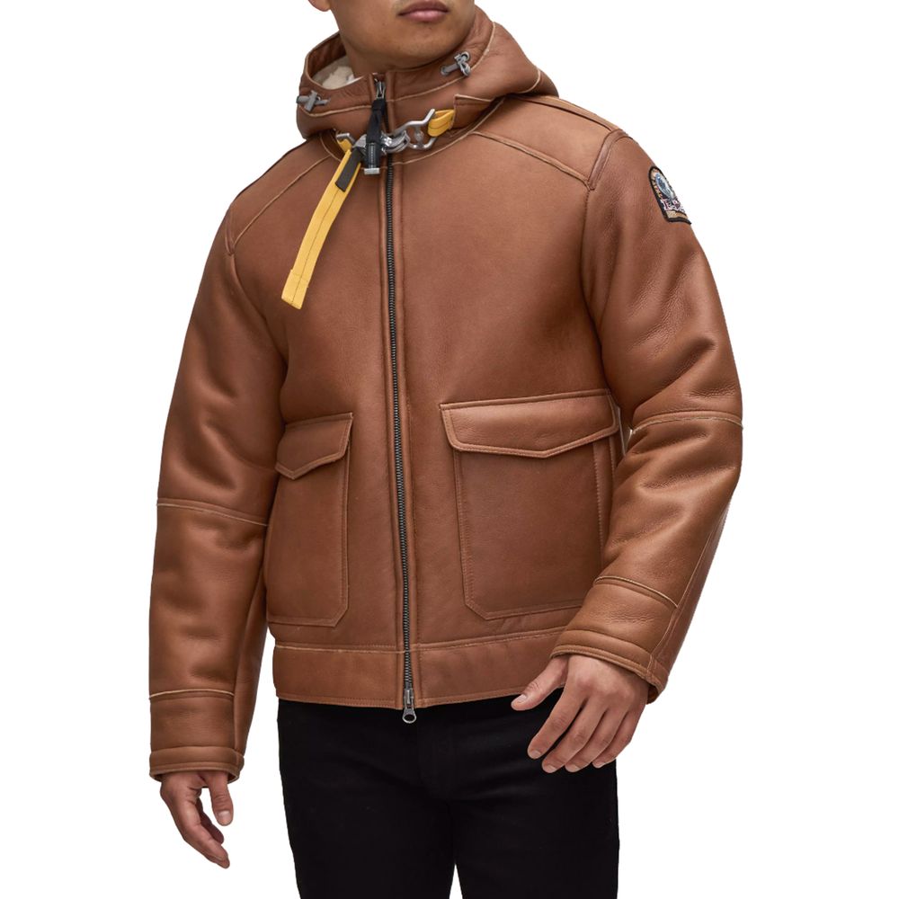 Parajumpers Bruine Leren Di Pecora Jas