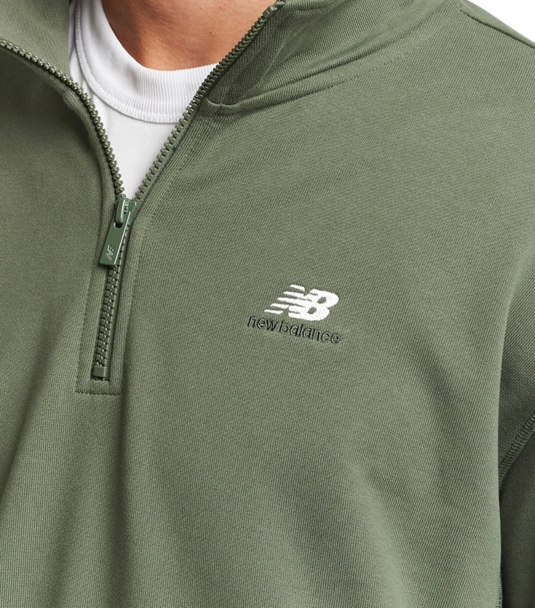 New Balance Groen Athletics Terry 1/4 Zip Trui