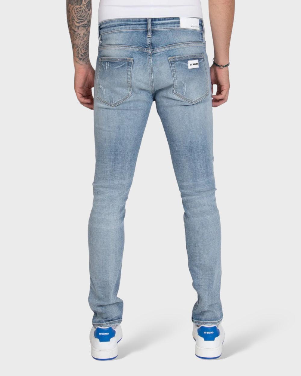 My Brand Blauw Ripped Biker Jeans