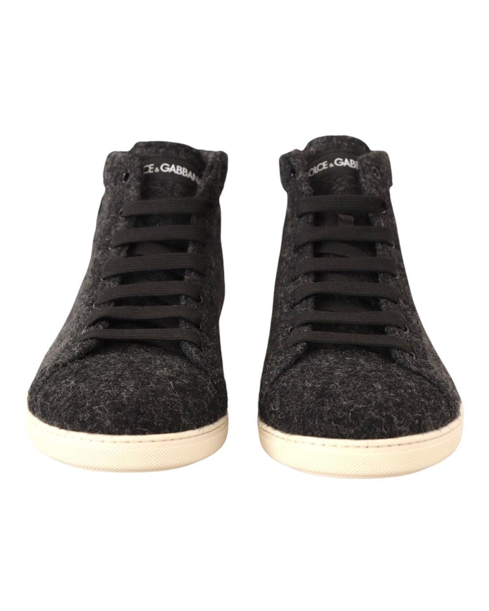 Dolce & Gabbana Grijs Wool High Top Sneakers