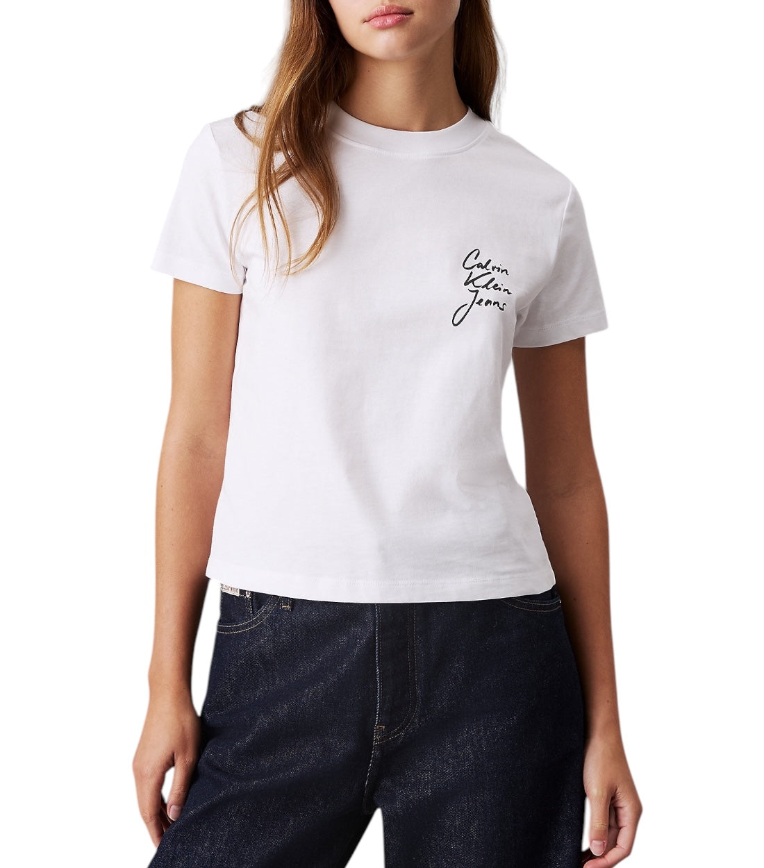 Calvin Klein Jeans Wit Slim T-shirt Met Logo