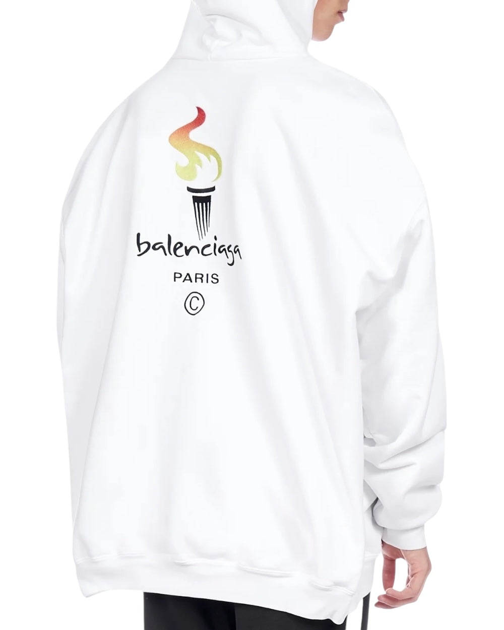 Balenciaga Paris Olympic Flame Print Wit Oversized Hoodie