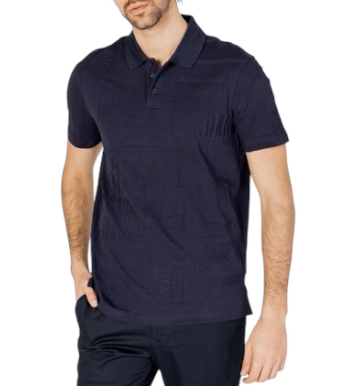 Armani Exchange Blauw Polo Top Met Geborduurd Logo