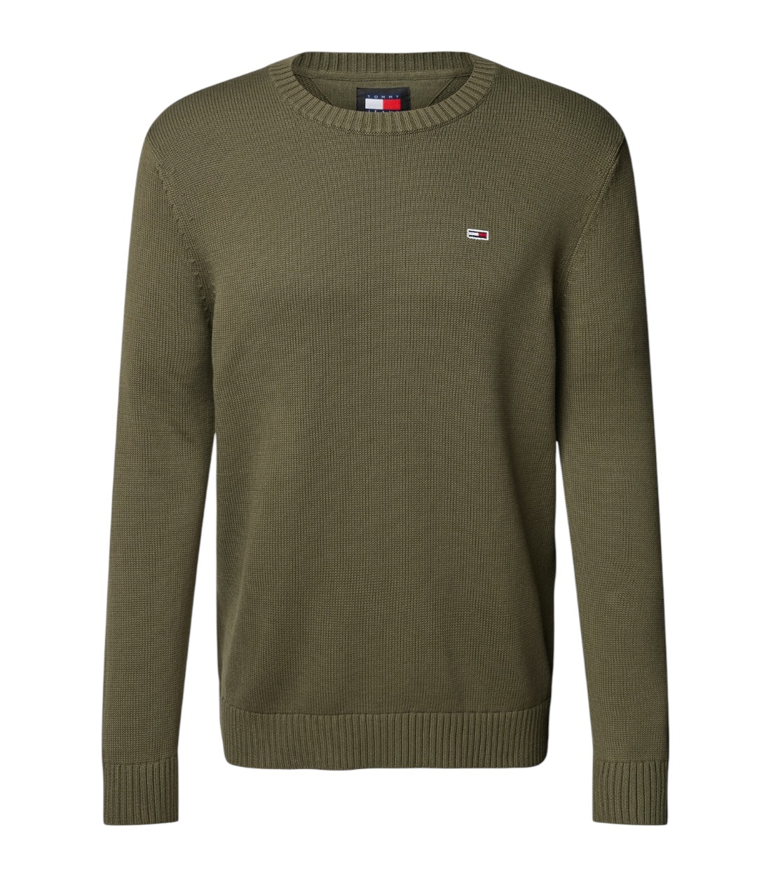 Tommy Hilfiger Groen Slim Fit Gebreide Pullover Met Logobadge