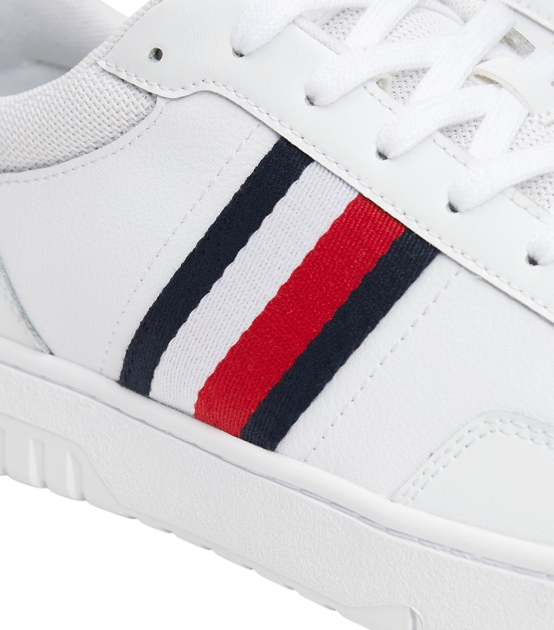 Tommy Hilfiger Wit Basketbal Sneaker Met Signature-tape