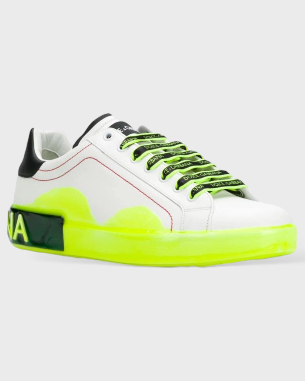 Dolce & Gabbana Wit Neon Geel Leren Sneakers