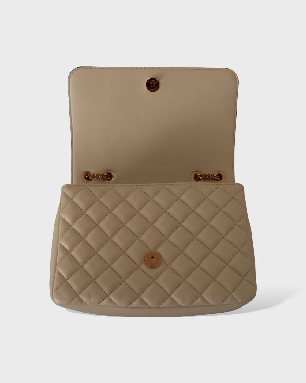 Versace Nappa Leer Medusa Schoudertas Beige