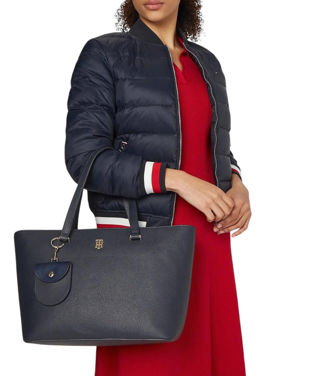 Tommy Hilfiger Elegante Blauwe Schoudertas met Muntentas