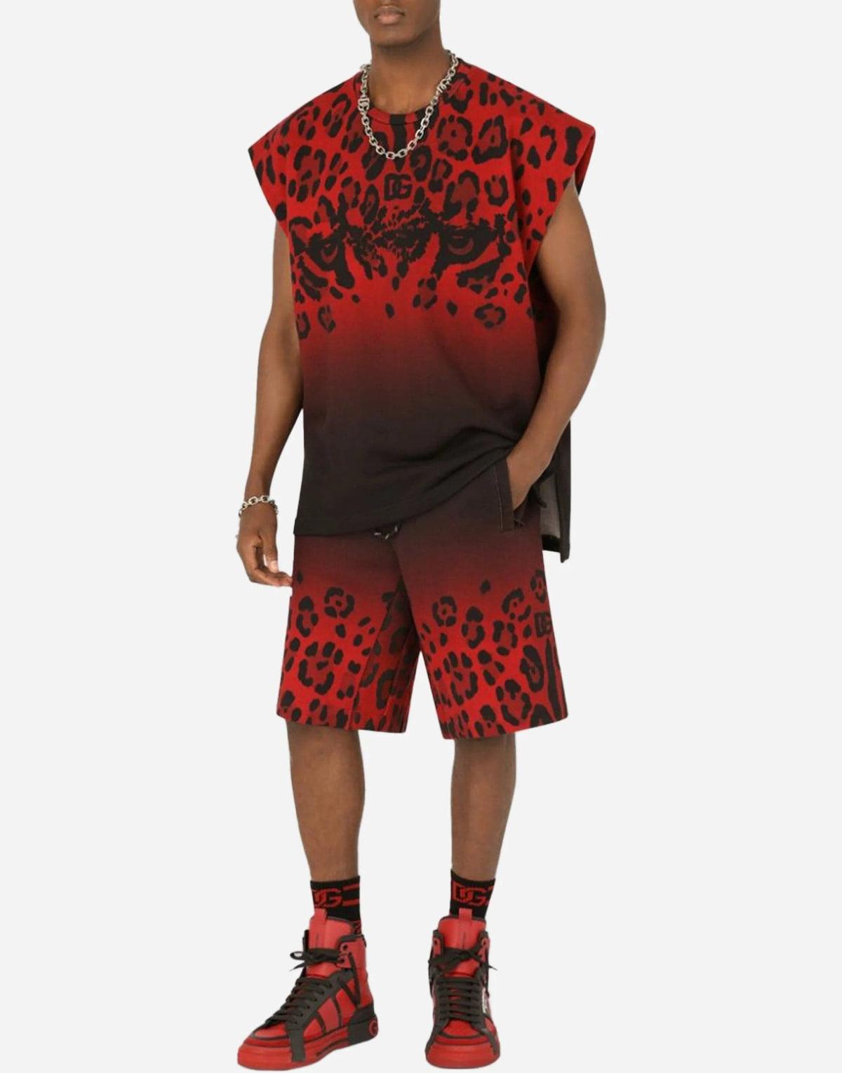 Dolce & Gabbana Rood Luipaard Print Tanktop T-shirt