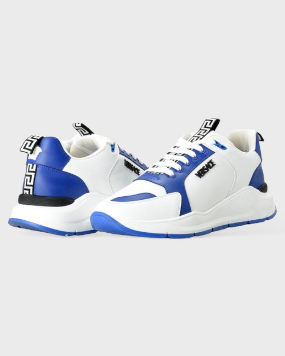 Versace Kalfleer Sneakers Blauw/Wit