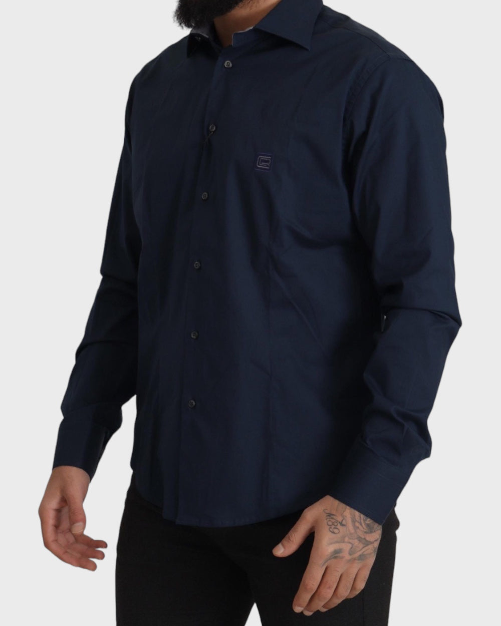 Roberto Cavalli | Katoen Formeel Shirt Navyblauw