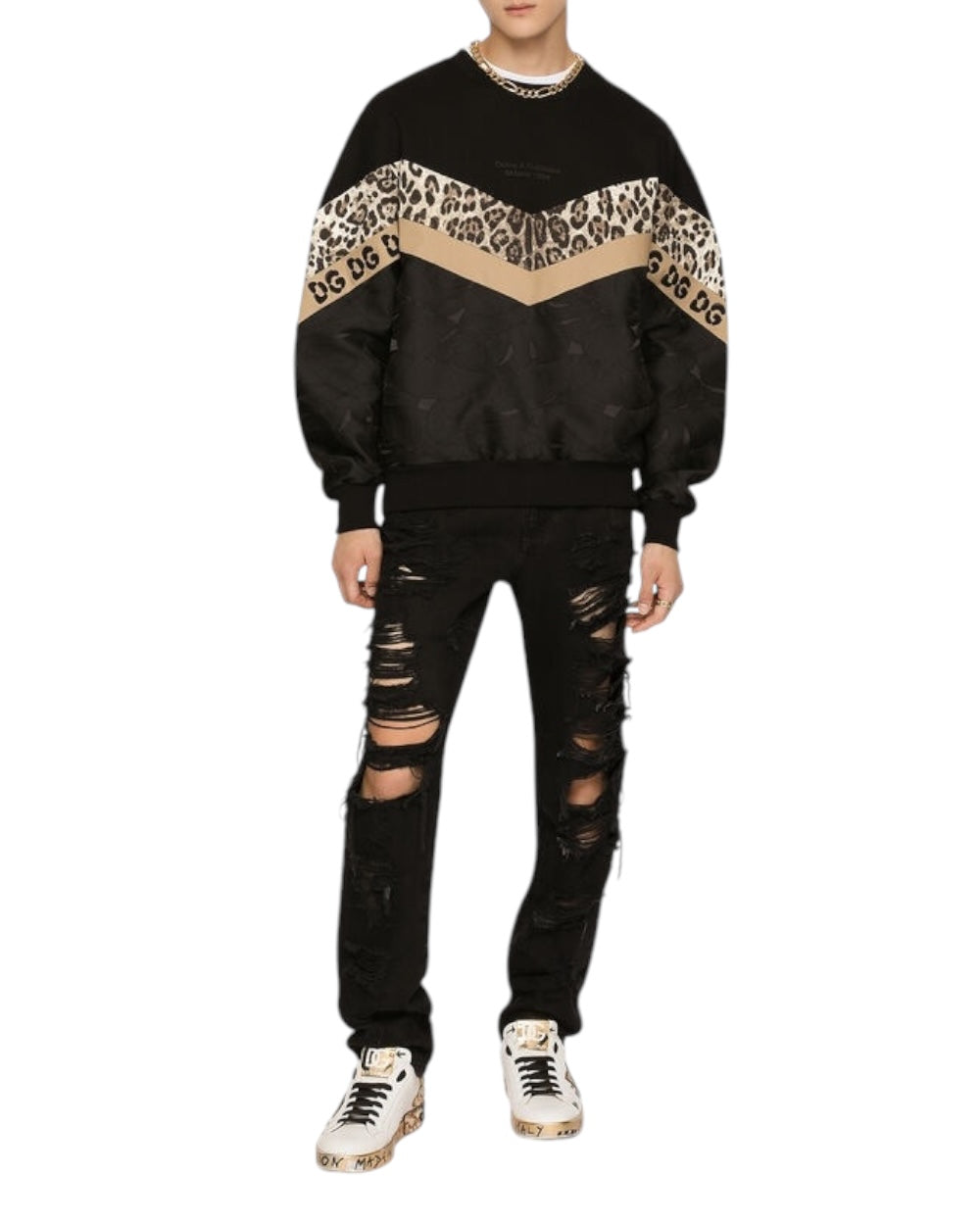 Dolce & Gabbana Zwart Leopaard Sweater