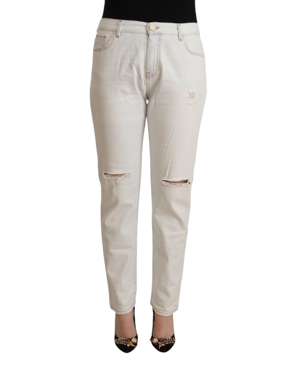 PINKO Witte Midden Taille Skinny Denim Jeans