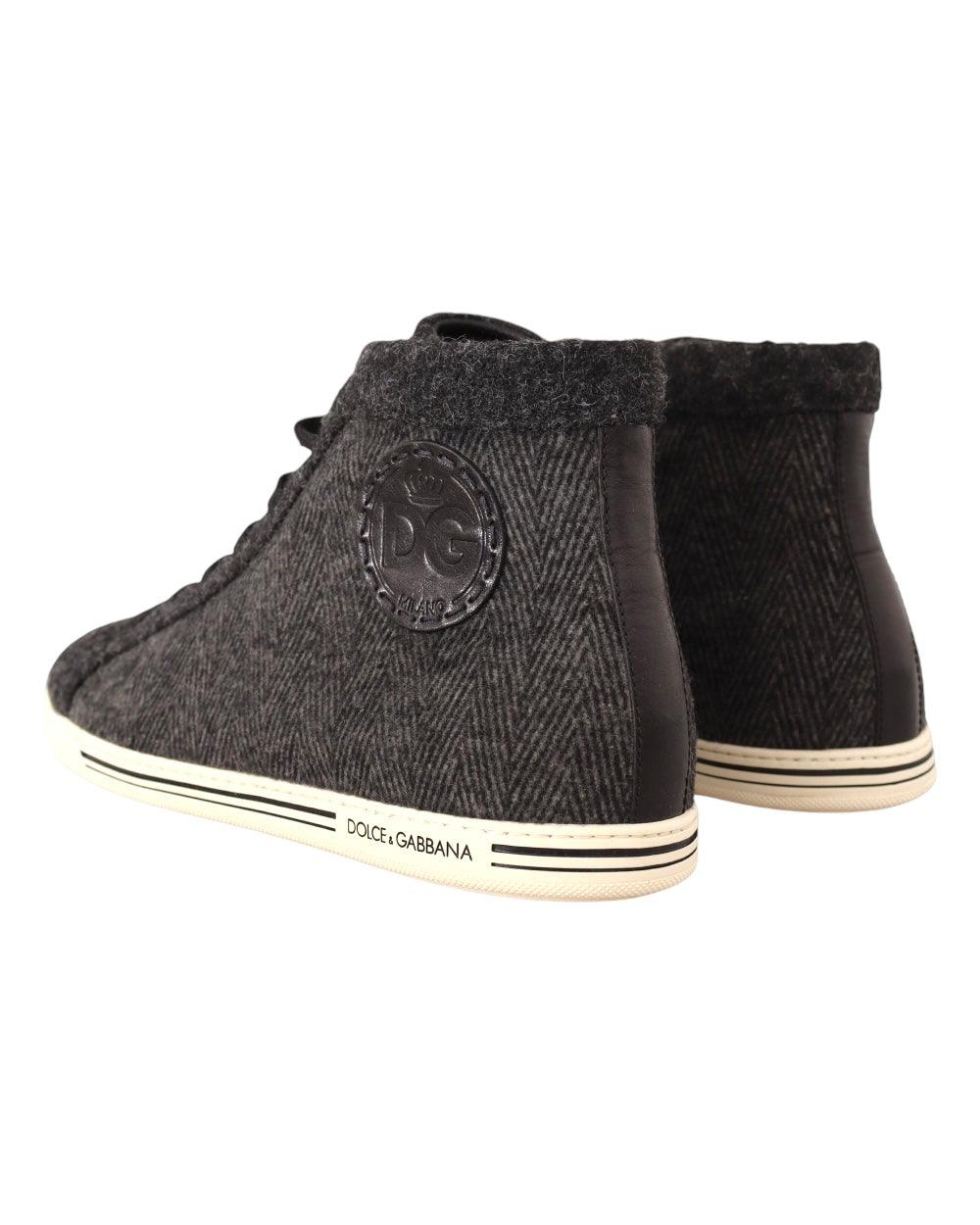 Dolce & Gabbana Grijs Wool High Top Sneakers