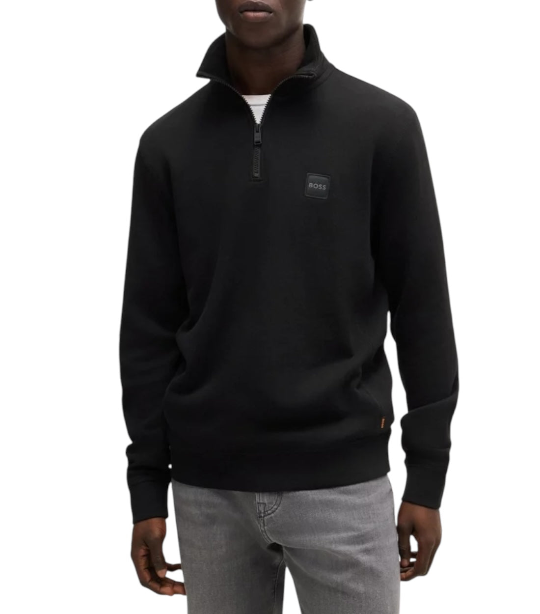 Hugo Boss Zwart Katoenen Half Zip Trui