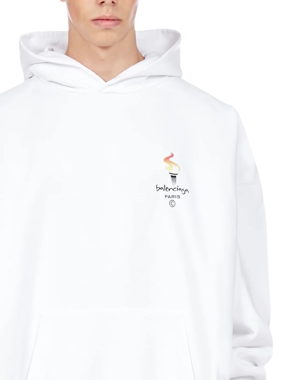 Balenciaga Paris Olympic Flame Print Wit Oversized Hoodie