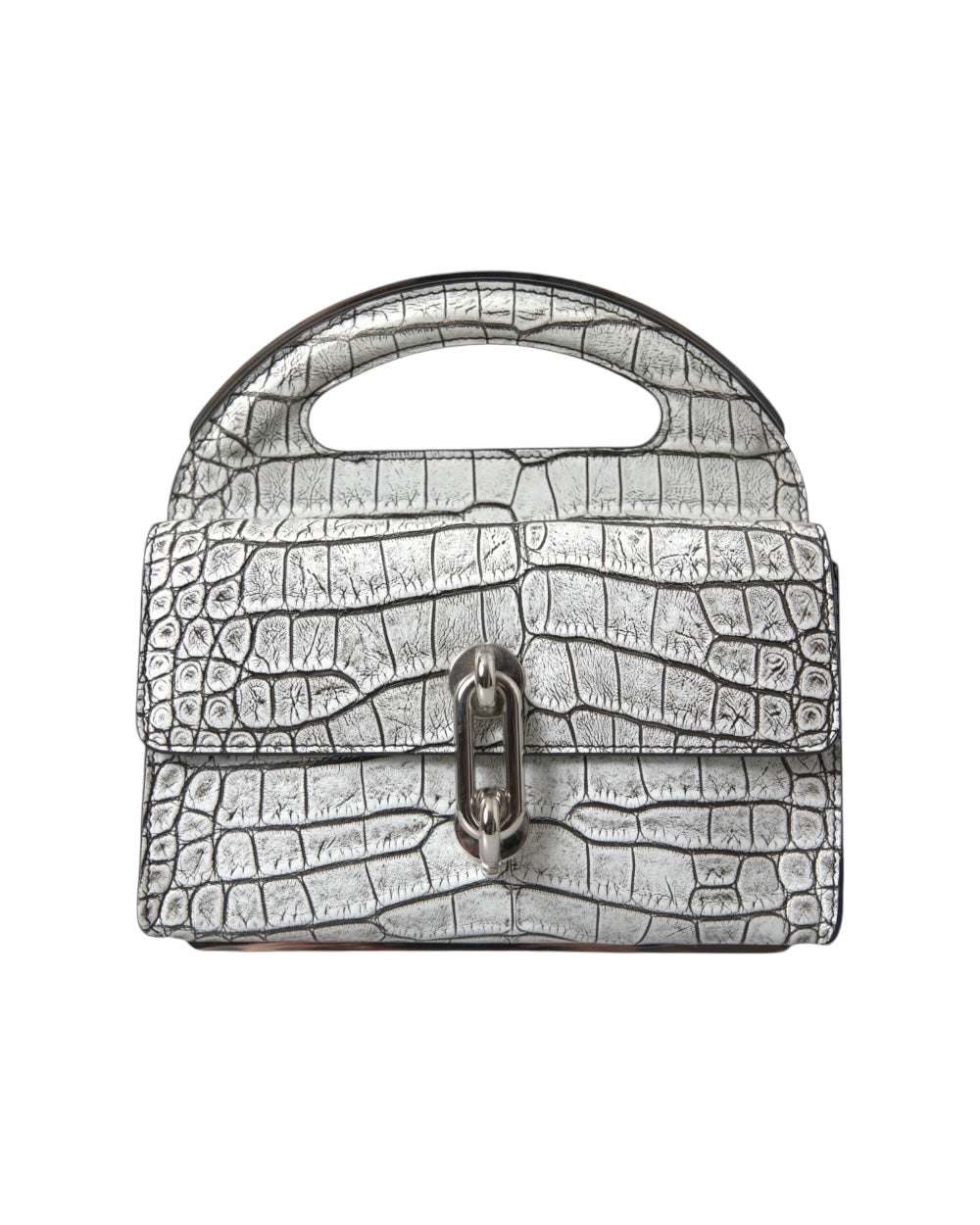 Balenciaga Metallic Zilveren Alligator Leren Mini Tas