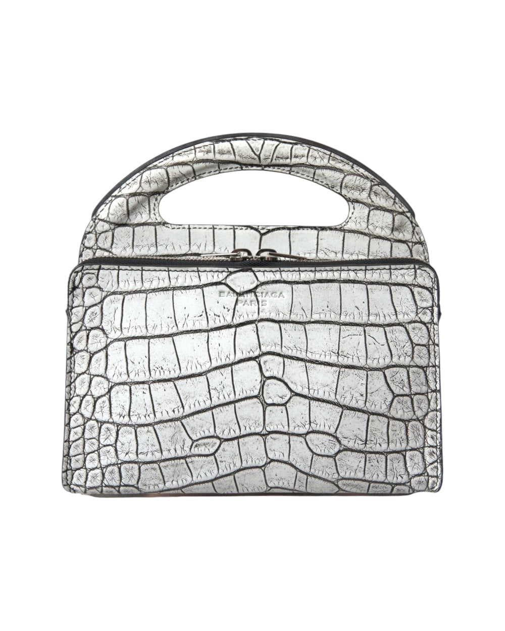 Balenciaga Metallic Zilveren Alligator Leren Mini Tas