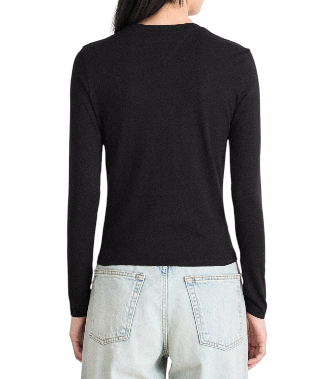 Tommy Hilfiger Jeans Zwart Slim Linear Longsleeve T-shirt Dames