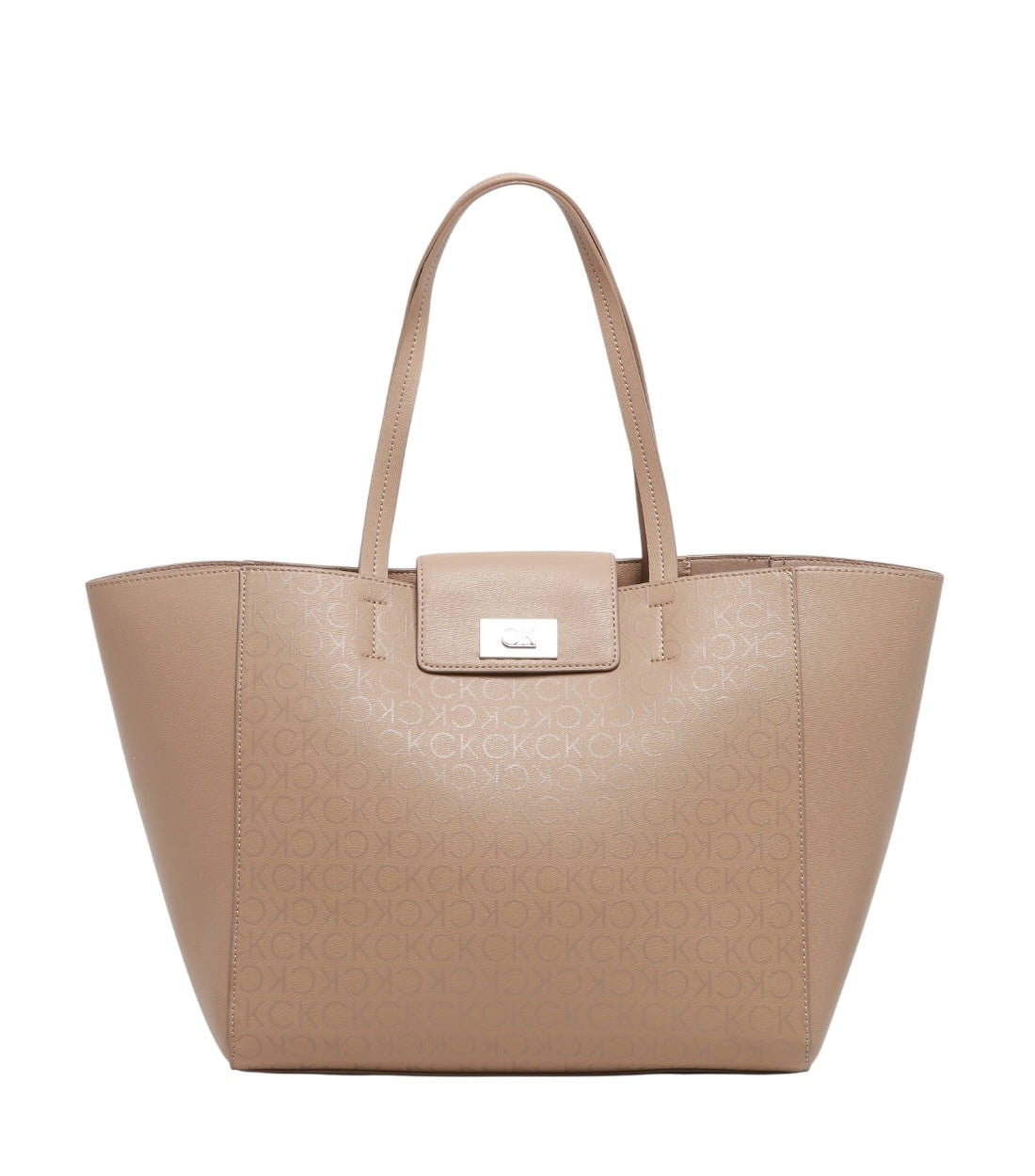 Calvin Klein Beige Handtas Ck Push Gerecycleerd Polyester