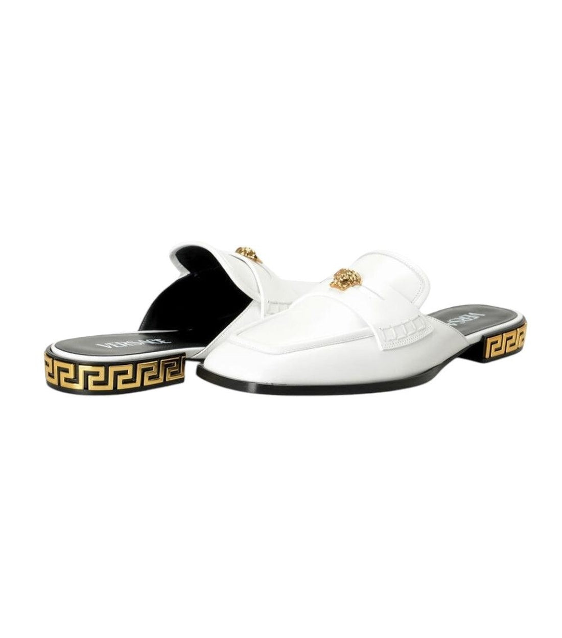 Versace Wit Kalfsleren Slides