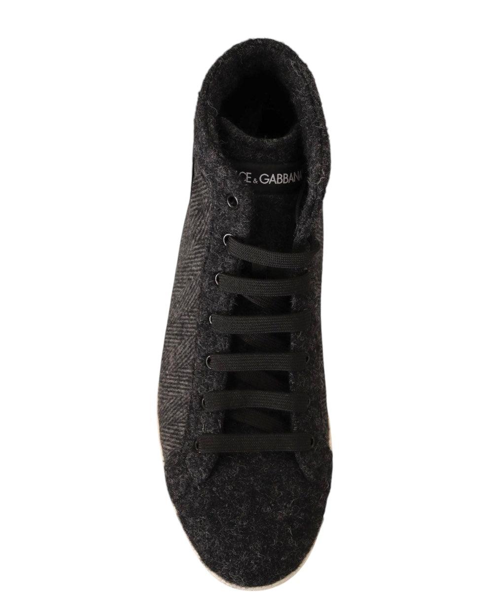 Dolce & Gabbana Grijs Wool High Top Sneakers