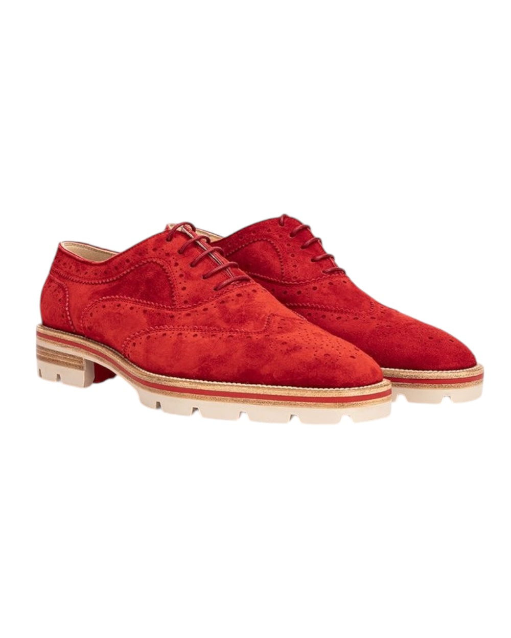 Christian Louboutin Rood Suede Veterschoenen