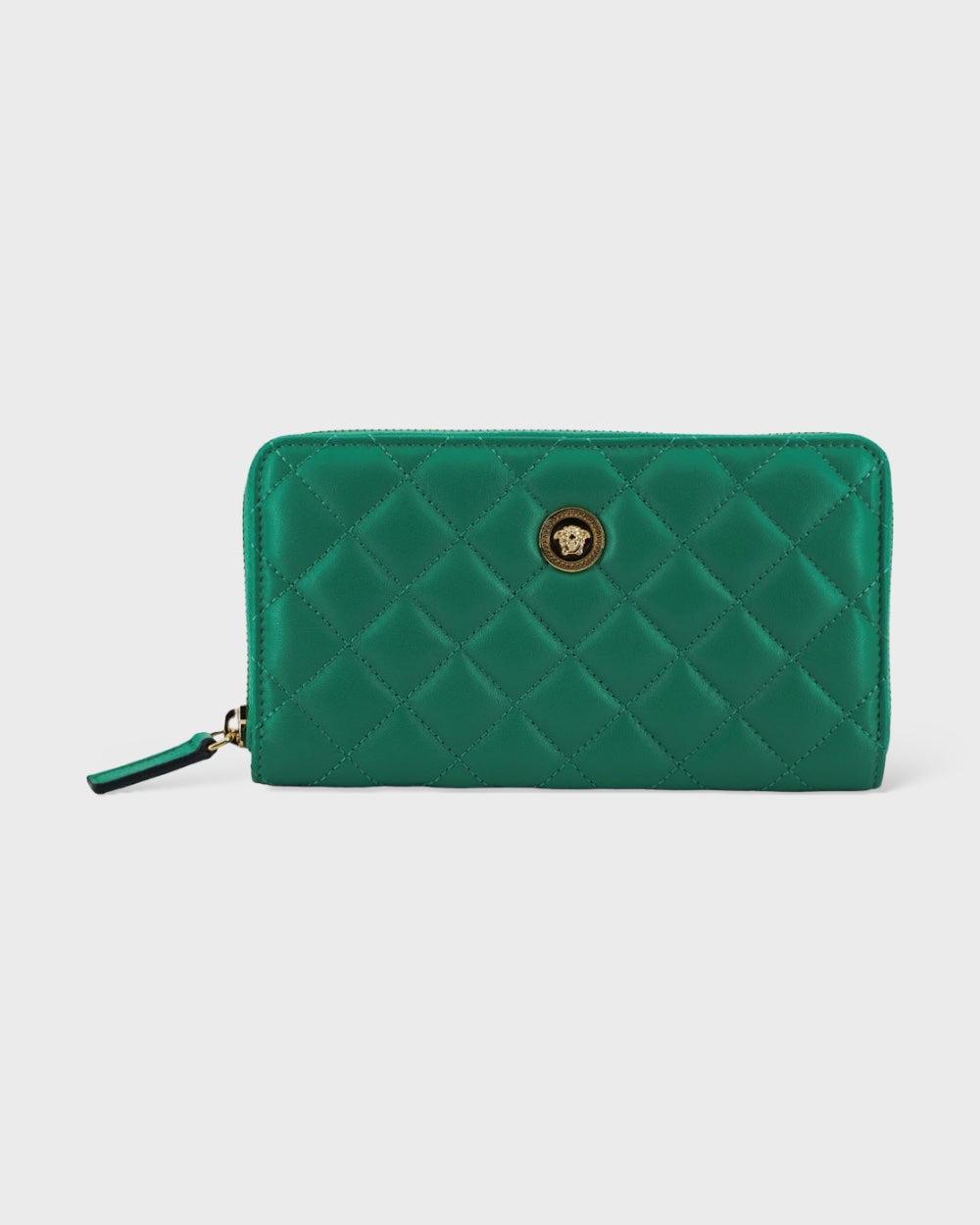 Versace Leer Long Zip Portomonee Groen