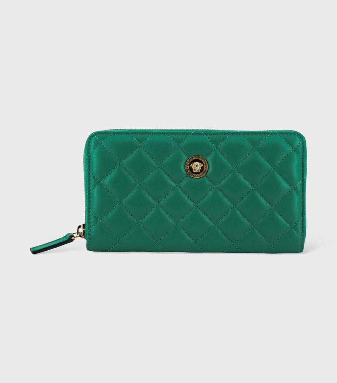 Versace Leer Long Zip Portomonee Groen