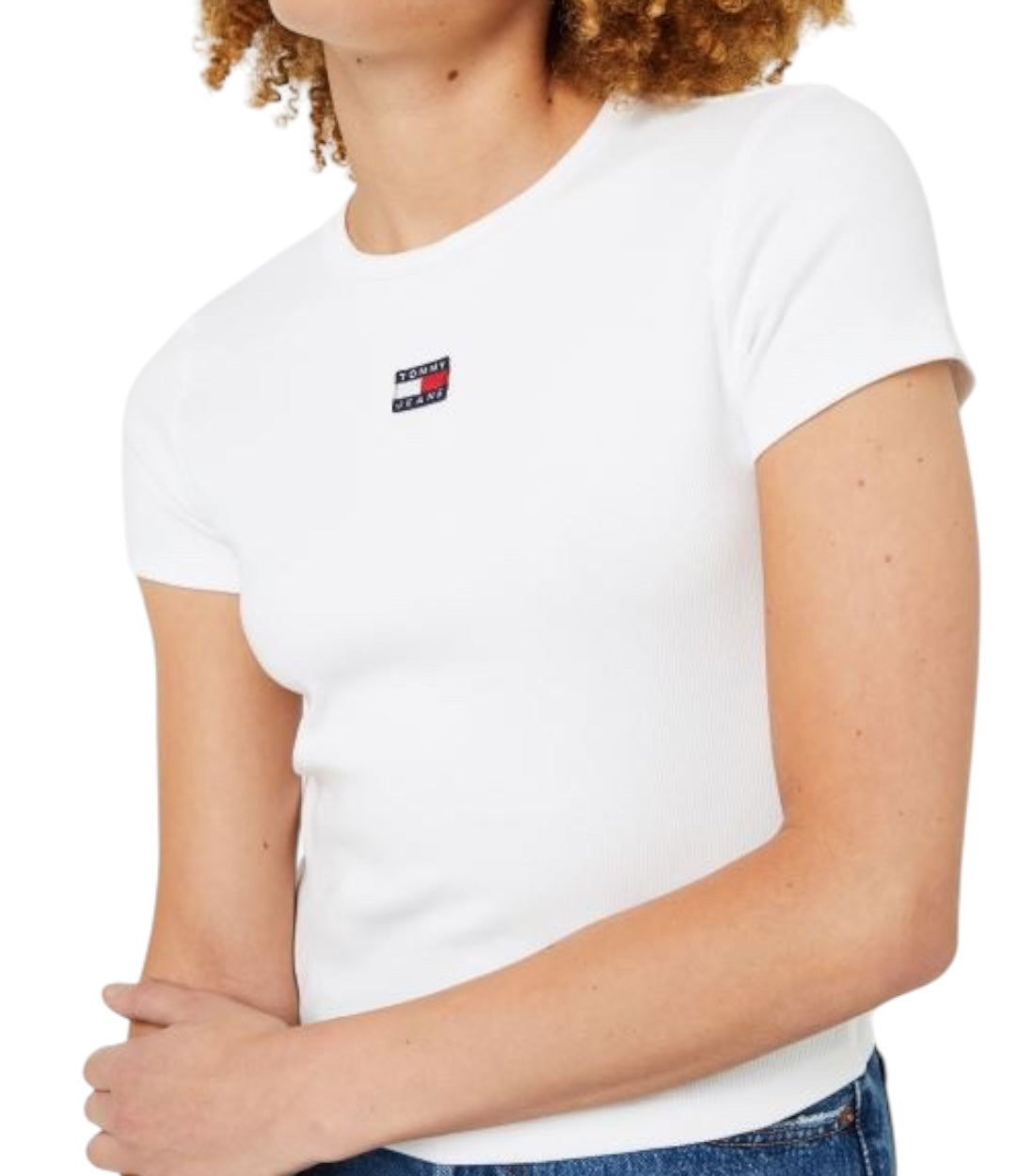 Tommy Hilfiger Jeans Wit XS Badge T-shirt Dames