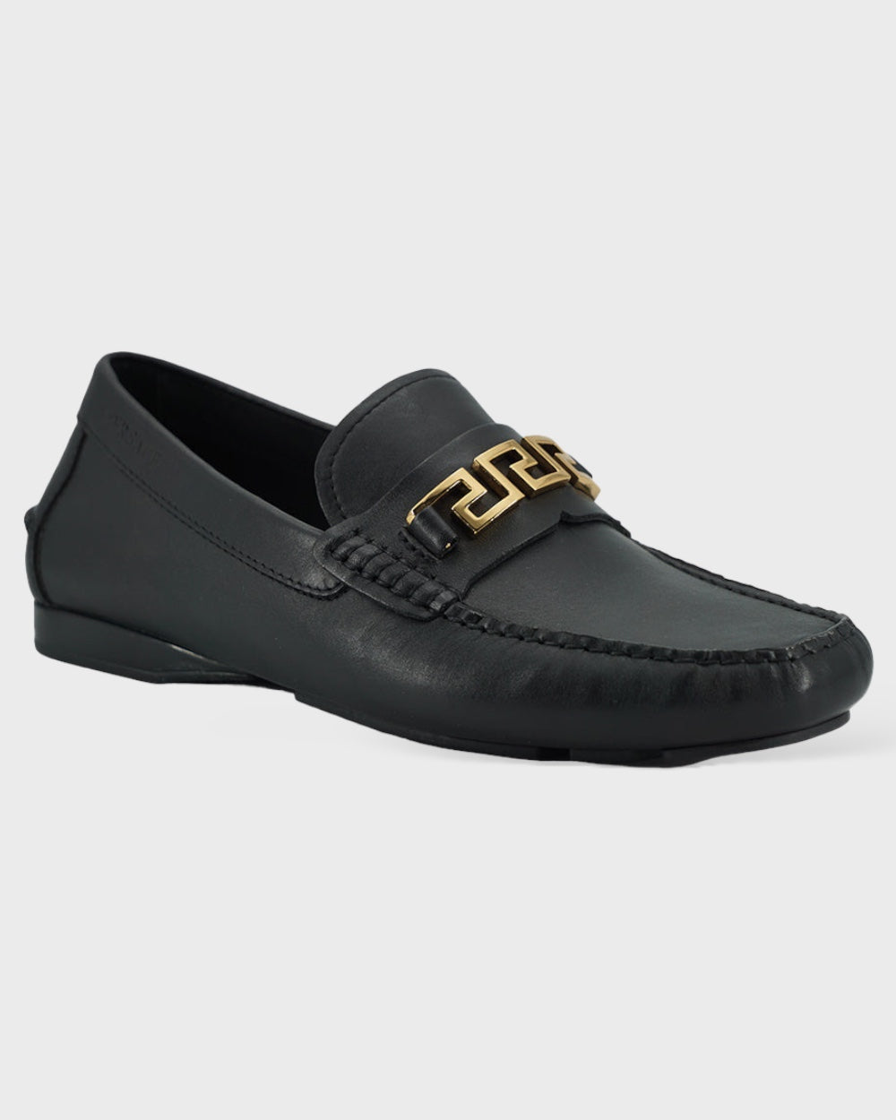 Versace Kalfleer Loafers Schoenen Zwart