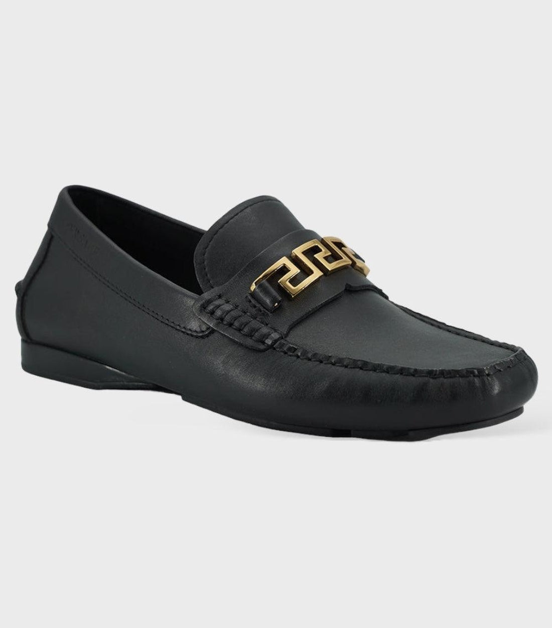 Versace Kalfleer Loafers Schoenen Zwart