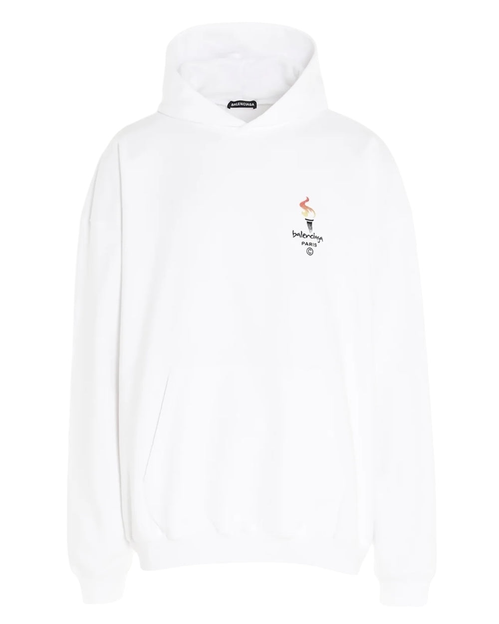 Balenciaga Paris Olympic Flame Print Wit Oversized Hoodie