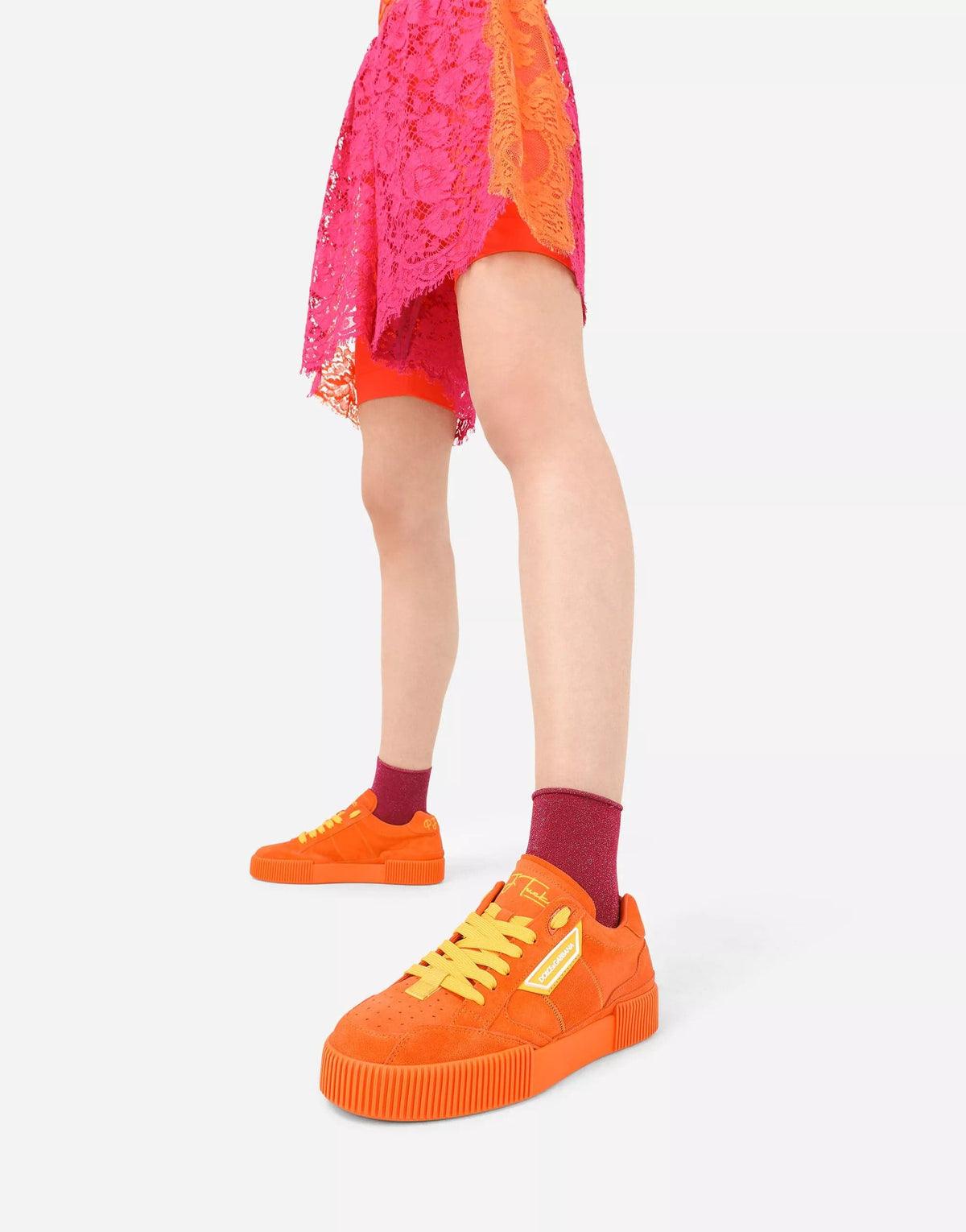 Dolce & Gabbana Oranje Leren Dames Sneakers