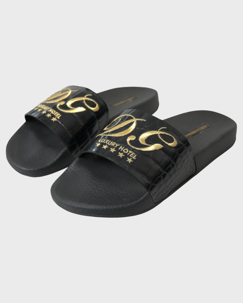 Dolce & Gabbana Zwart “Luxury Hotel” Slippers