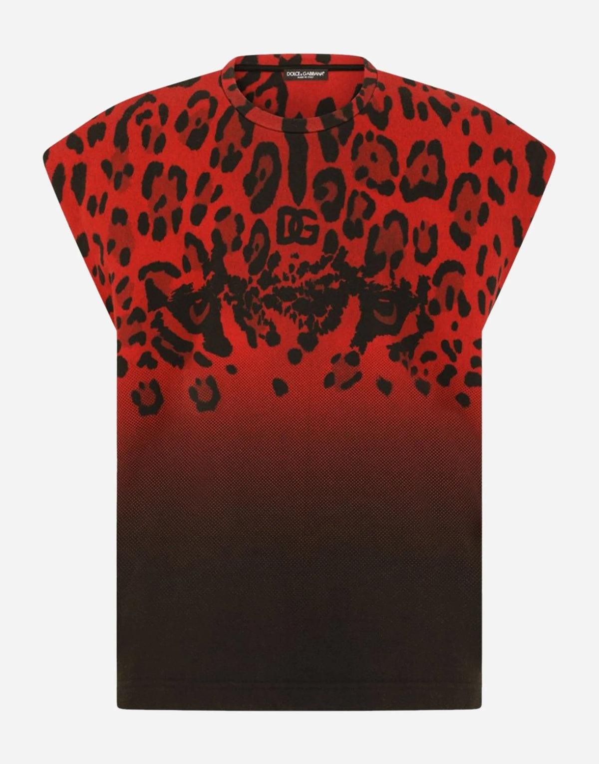 Dolce & Gabbana Rood Luipaard Print Tanktop T-shirt