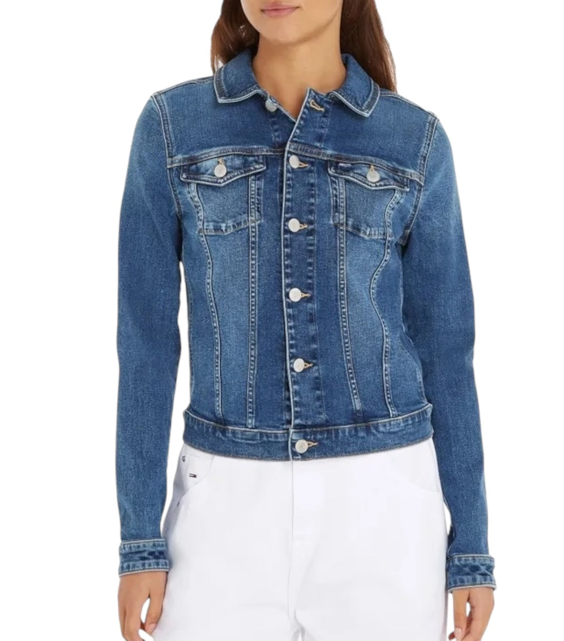 Tommy Hilfiger Blauw Vivianne Slim Denim Jas Dames